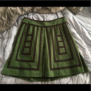 Anthropologie Maeve Tsuga green mod pleated skirt, 6